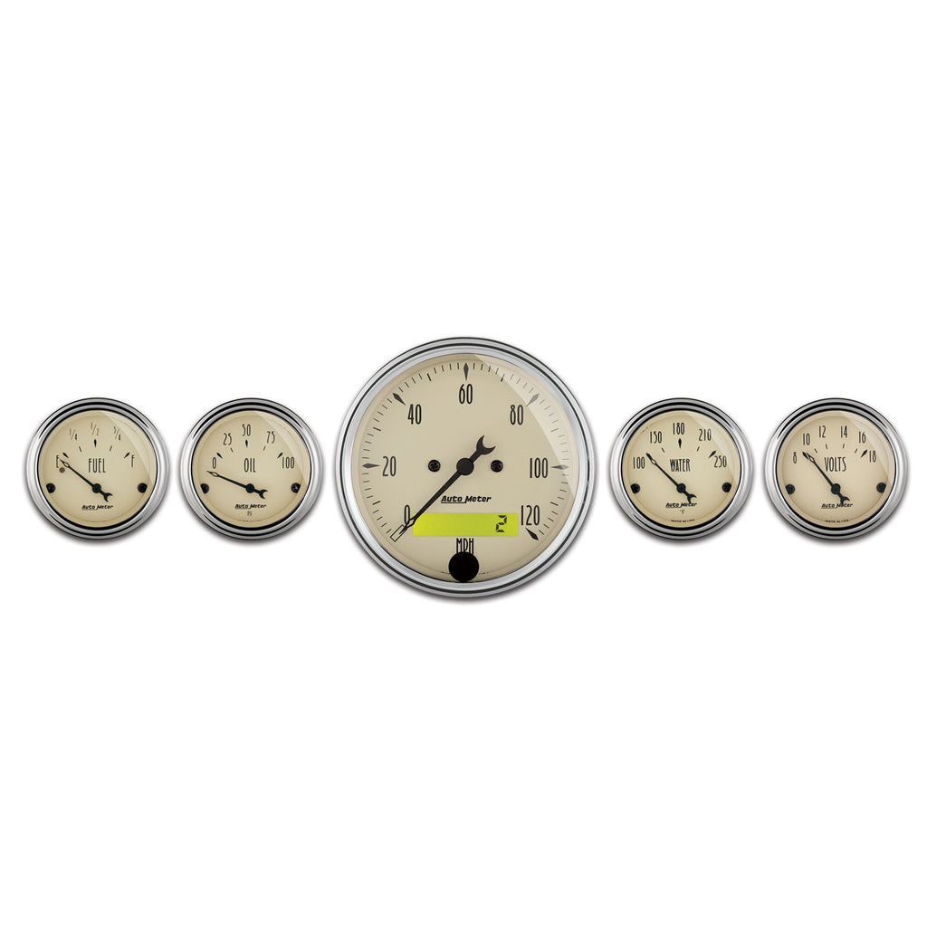 AutoMeter 1809 GAUGE KIT, 5 PC., 3 1/8" & 2 1/16", ELEC. SPEEDOMETER, ANTIQUE BEIGE
