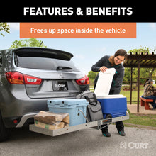 Load image into Gallery viewer, CURT 18100 60" x 20" Aluminum Tray Cargo Carrier (Folding 2" Shank, 500 lbs.)