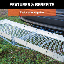 Load image into Gallery viewer, CURT 18100 60" x 20" Aluminum Tray Cargo Carrier (Folding 2" Shank, 500 lbs.)