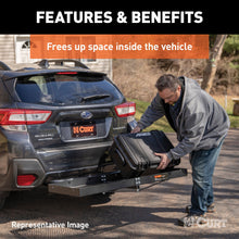 Load image into Gallery viewer, CURT 18109 60" x 20" Black Steel Tray Cargo Carrier (Folding 2" Shank, 500 lbs.)