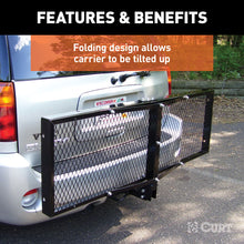 Load image into Gallery viewer, CURT 18109 60" x 20" Black Steel Tray Cargo Carrier (Folding 2" Shank, 500 lbs.)