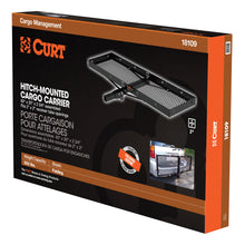 Load image into Gallery viewer, CURT 18109 60" x 20" Black Steel Tray Cargo Carrier (Folding 2" Shank, 500 lbs.)