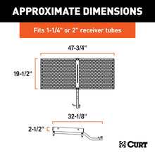 Load image into Gallery viewer, CURT 18110 48" x 20" Black Steel Tray Cargo Carrier (1-1/4", 2" Adapter, 300 lbs.)