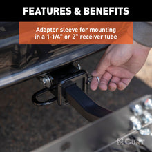 Load image into Gallery viewer, CURT 18110 48" x 20" Black Steel Tray Cargo Carrier (1-1/4", 2" Adapter, 300 lbs.)