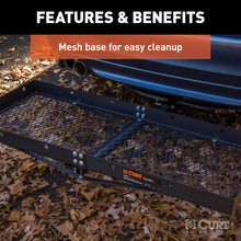 Load image into Gallery viewer, CURT 18110 48" x 20" Black Steel Tray Cargo Carrier (1-1/4", 2" Adapter, 300 lbs.)