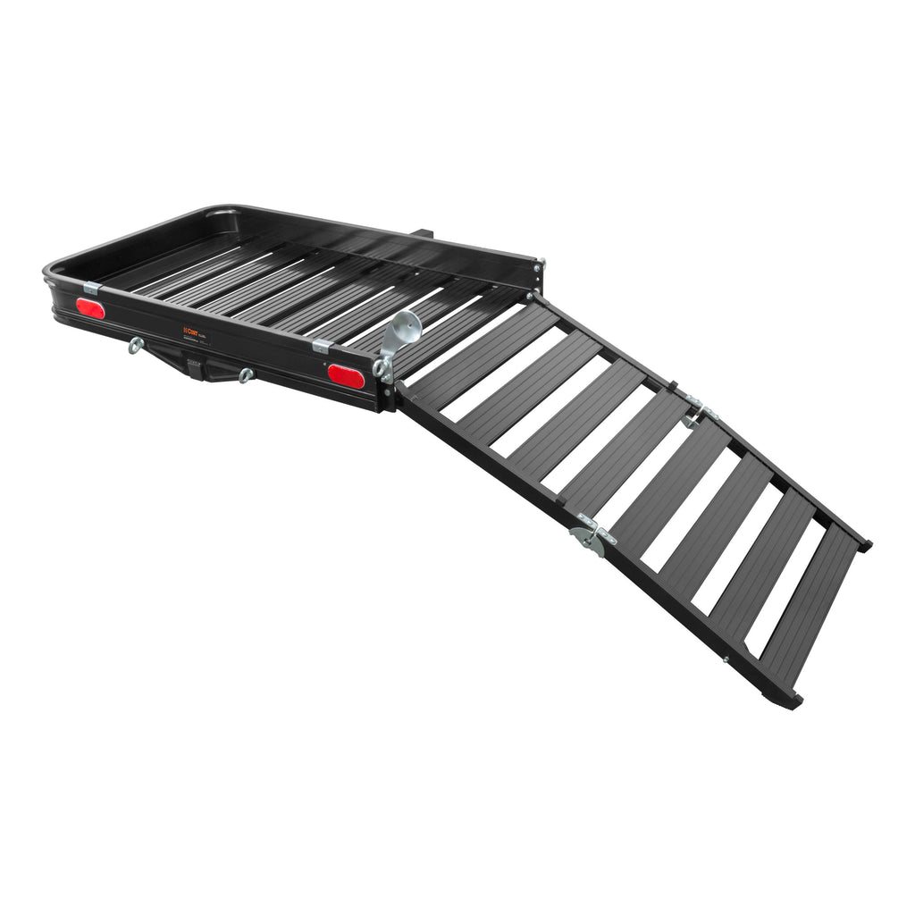 CURT 18112 50" x 30" Black Aluminum Hitch Cargo Carrier with Ramp (Folding 2" Shank)