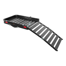 Load image into Gallery viewer, CURT 18112 50" x 30" Black Aluminum Hitch Cargo Carrier with Ramp (Folding 2" Shank)