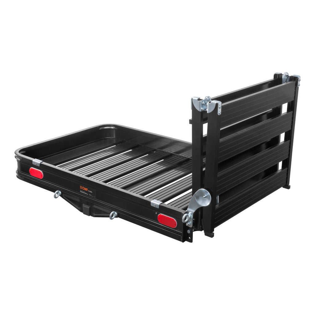 CURT 18112 50" x 30" Black Aluminum Hitch Cargo Carrier with Ramp (Folding 2" Shank)