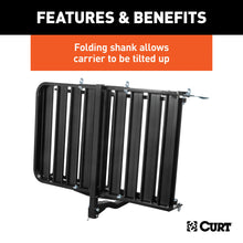 Load image into Gallery viewer, CURT 18112 50" x 30" Black Aluminum Hitch Cargo Carrier with Ramp (Folding 2" Shank)