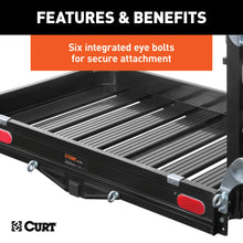 Load image into Gallery viewer, CURT 18112 50" x 30" Black Aluminum Hitch Cargo Carrier with Ramp (Folding 2" Shank)