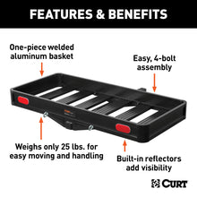 Load image into Gallery viewer, CURT 18113 49" x 22" Black Aluminum Basket Cargo Carrier (Fixed 2" Shank, 500 lbs.)