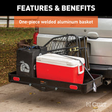 Load image into Gallery viewer, CURT 18113 49" x 22" Black Aluminum Basket Cargo Carrier (Fixed 2" Shank, 500 lbs.)