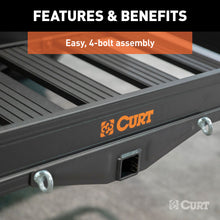 Load image into Gallery viewer, CURT 18113 49" x 22" Black Aluminum Basket Cargo Carrier (Fixed 2" Shank, 500 lbs.)