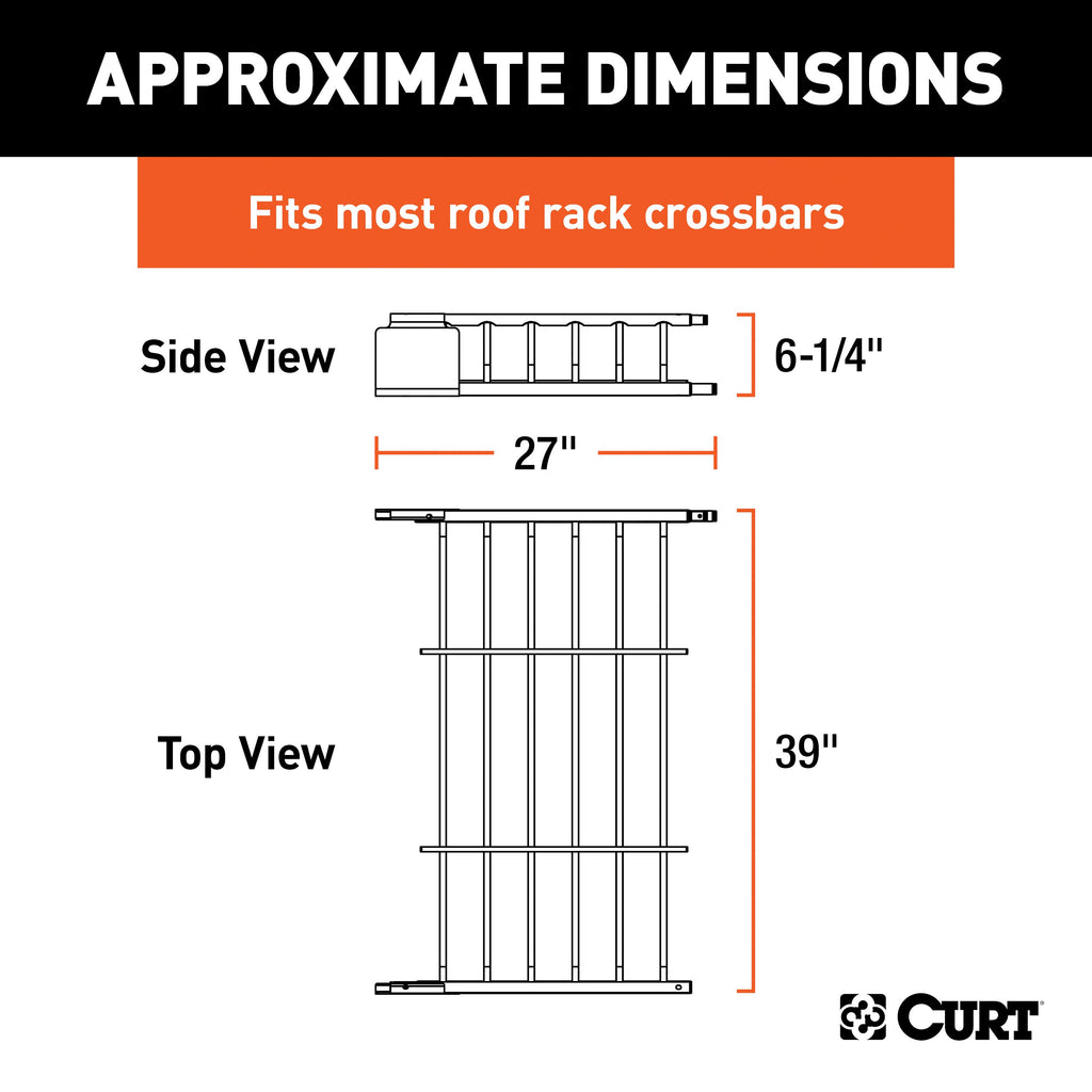 CURT 18117 21" x 37" Black Steel Roof Rack Cargo Carrier Extension