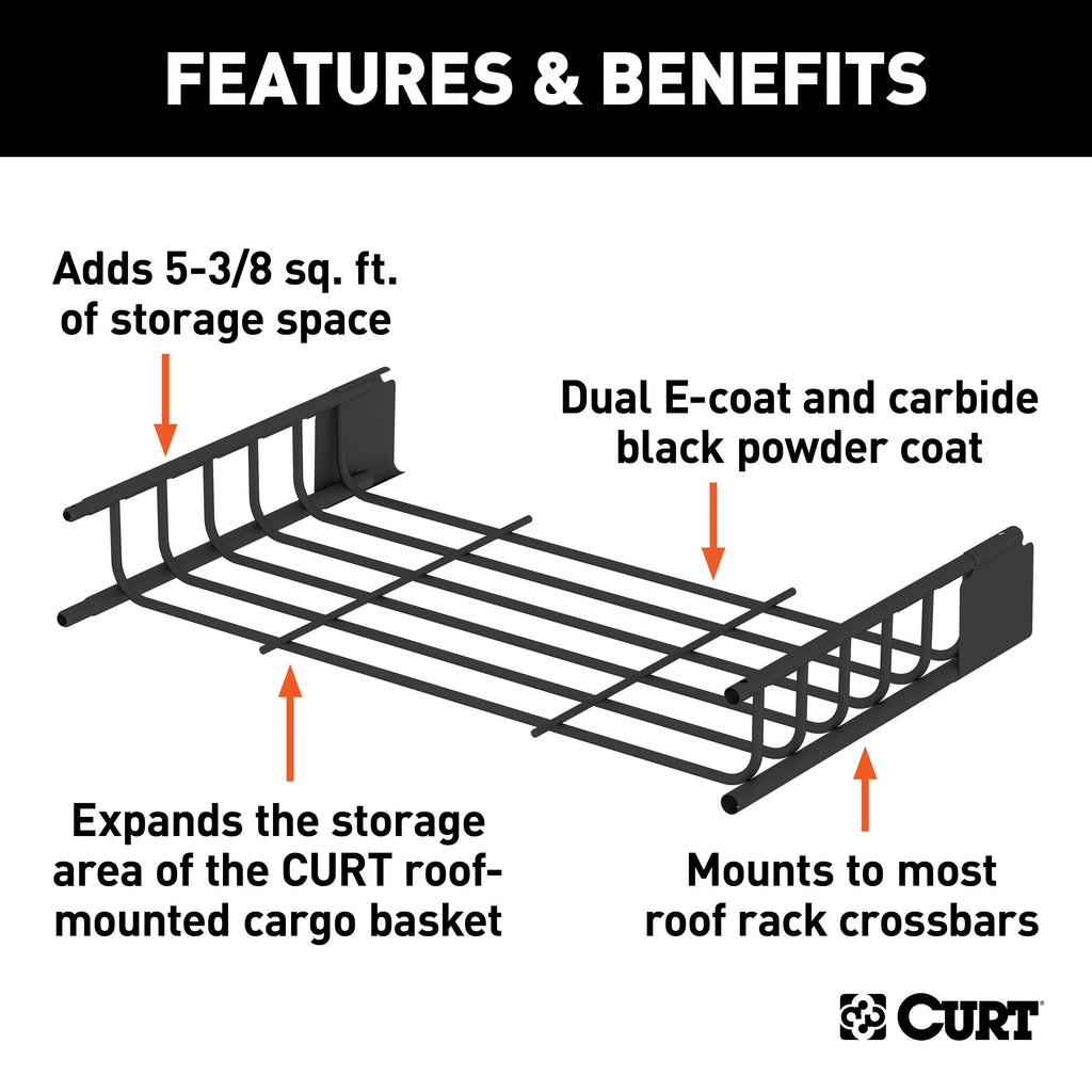 CURT 18117 21" x 37" Black Steel Roof Rack Cargo Carrier Extension