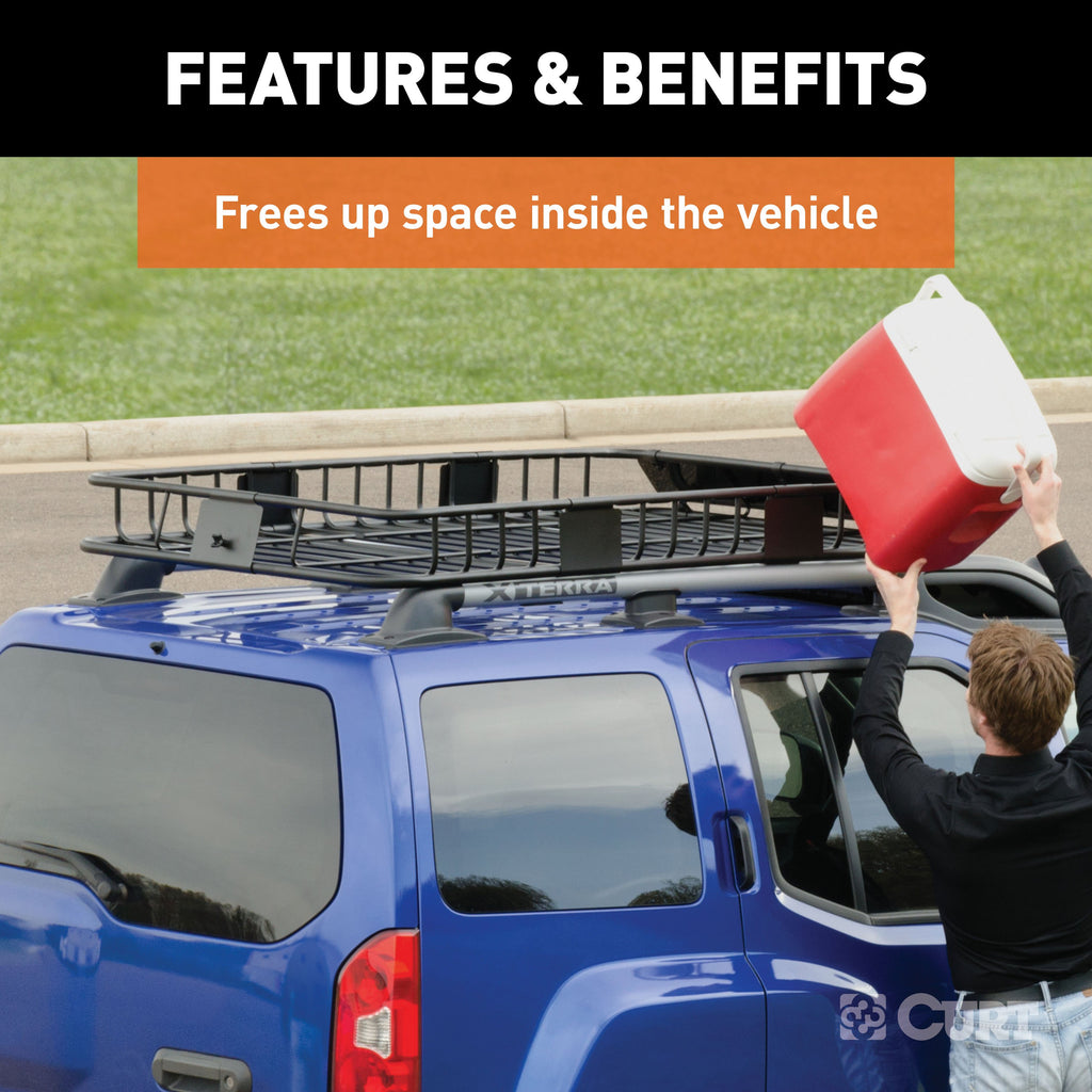 CURT 18117 21" x 37" Black Steel Roof Rack Cargo Carrier Extension