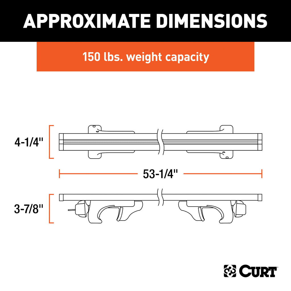 CURT 18118 53-3/8" Aluminum Universal Roof Rack Crossbars