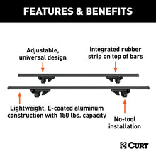 Load image into Gallery viewer, CURT 18118 53-3/8" Aluminum Universal Roof Rack Crossbars
