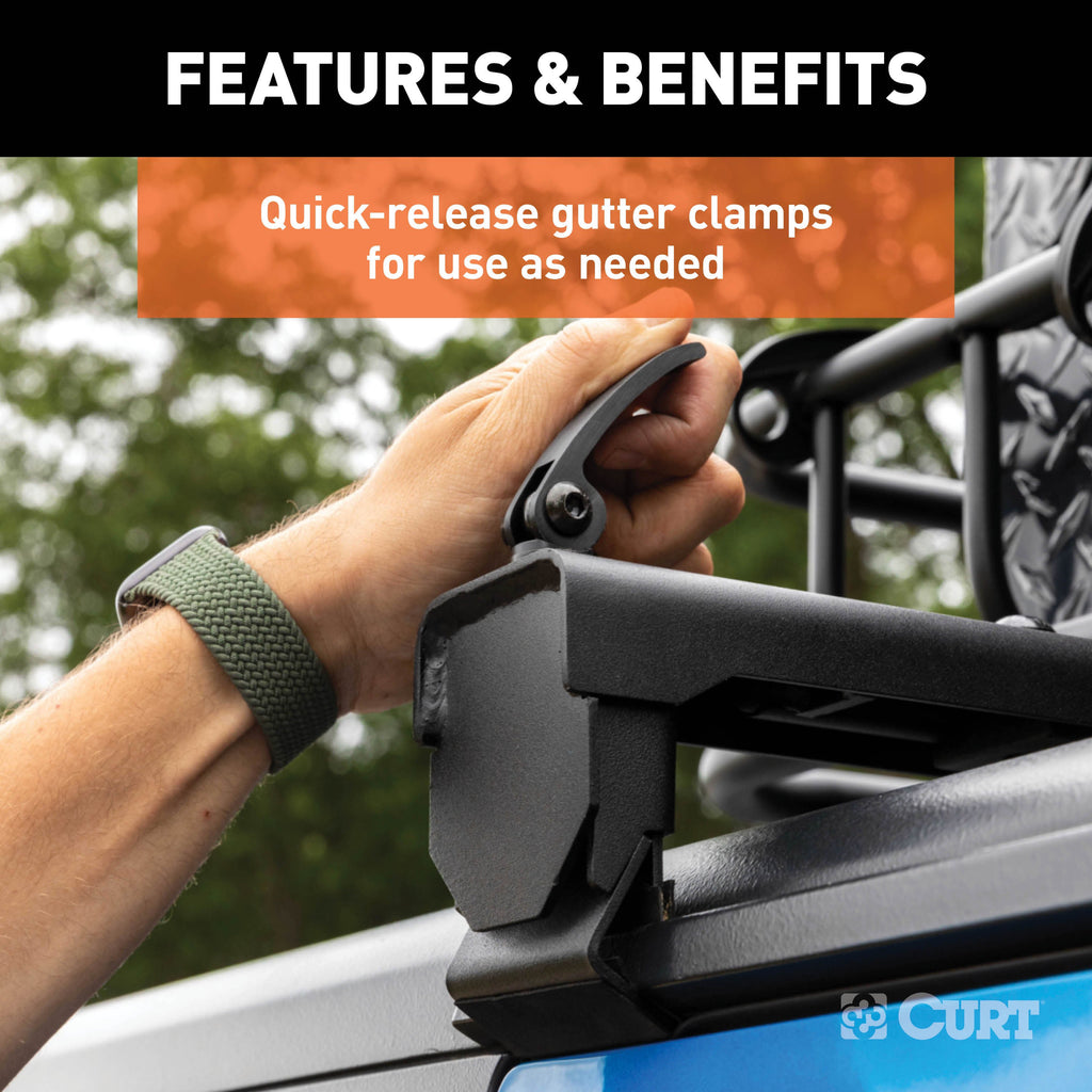 CURT 18122 Jeep Roof Rack Crossbars for Wrangler JL, Gladiator (2-Pack) for Select Jeep Gladiator, Jeep Wrangler