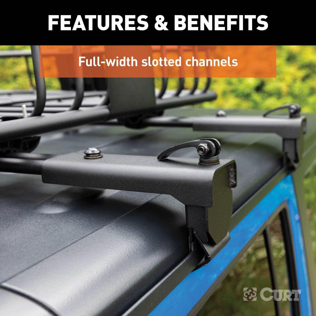 CURT 18122 Jeep Roof Rack Crossbars for Wrangler JL, Gladiator (2-Pack) for Select Jeep Gladiator, Jeep Wrangler