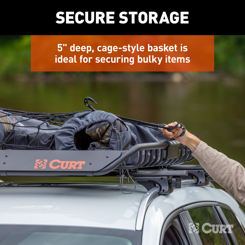 CURT 18123 44" x 35" Black Steel Roof Rack Cargo Carrier
