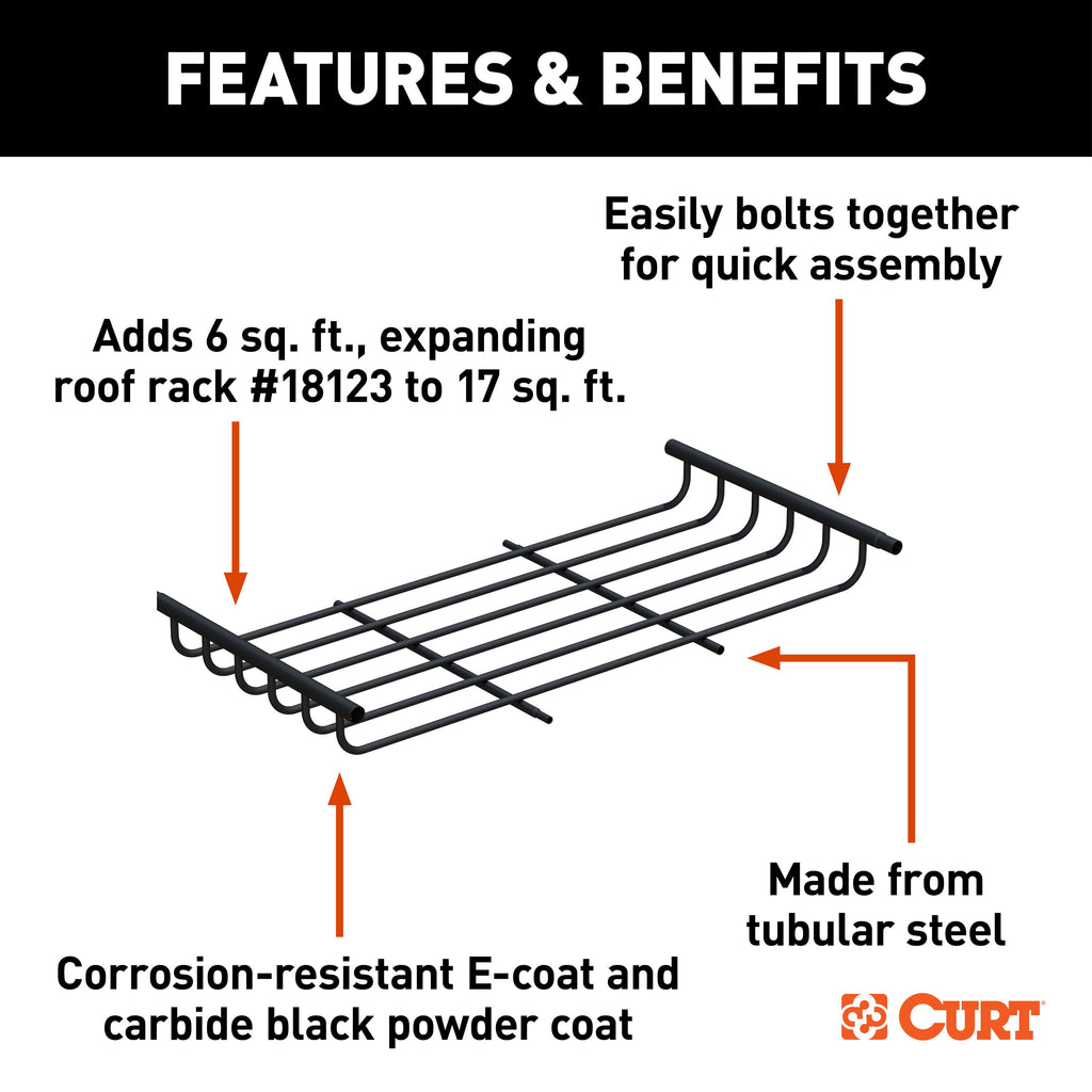 CURT 18124 6 sq. ft. Black Steel Roof Rack Cargo Carrier Extension