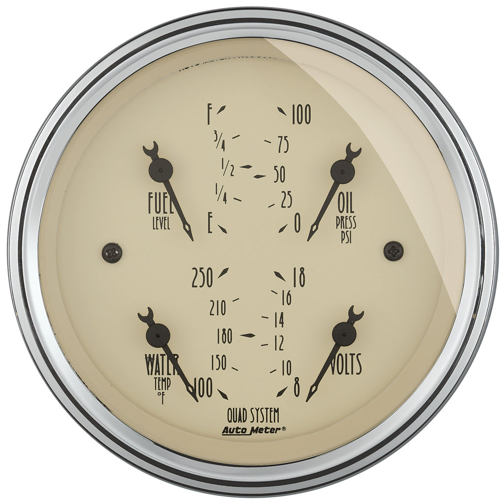 AutoMeter 1820 GAUGE KIT, 2 PC., QUAD & TACH/SPEEDO, 3 3/8", ANTIQUE BEIGE