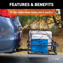 Load image into Gallery viewer, CURT 18145 48" x 20" Black Steel Basket Cargo Carrier (1-1/4", 2" Adapter, 500 lbs.)