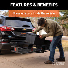 Load image into Gallery viewer, CURT 18150 60" x 20" Black Steel Basket Cargo Carrier (Fixed 2" Shank, 500 lbs.)