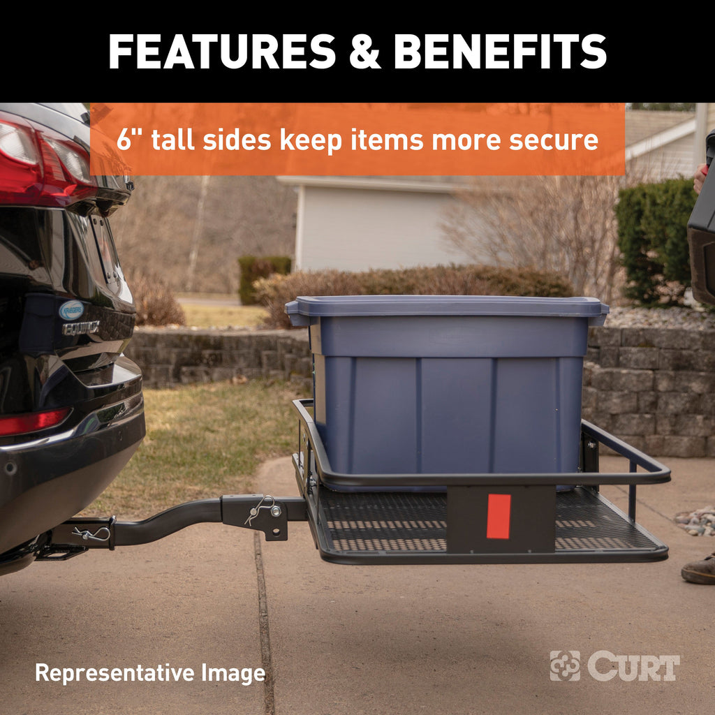 CURT 18150 60" x 20" Black Steel Basket Cargo Carrier (Fixed 2" Shank, 500 lbs.)
