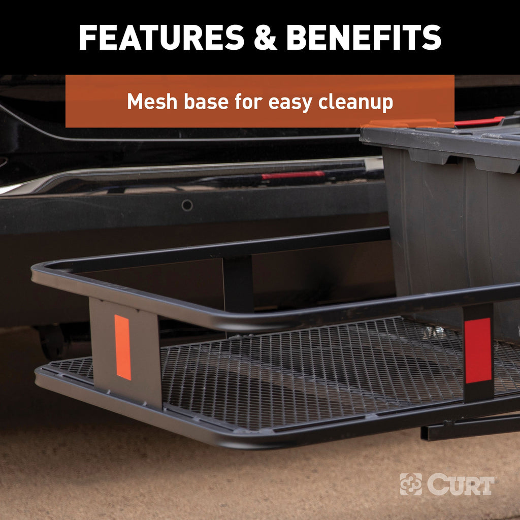 CURT 18150 60" x 20" Black Steel Basket Cargo Carrier (Fixed 2" Shank, 500 lbs.)