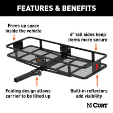 Load image into Gallery viewer, CURT 18151 60" x 20" Black Steel Basket Cargo Carrier (Folding 2" Shank, 500 lbs.)