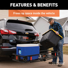 Load image into Gallery viewer, CURT 18151 60" x 20" Black Steel Basket Cargo Carrier (Folding 2" Shank, 500 lbs.)