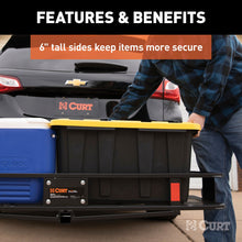 Load image into Gallery viewer, CURT 18151 60" x 20" Black Steel Basket Cargo Carrier (Folding 2" Shank, 500 lbs.)