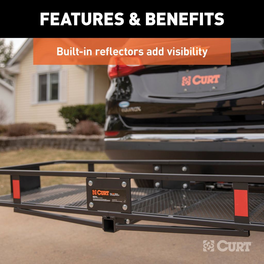 CURT 18151 60" x 20" Black Steel Basket Cargo Carrier (Folding 2" Shank, 500 lbs.)