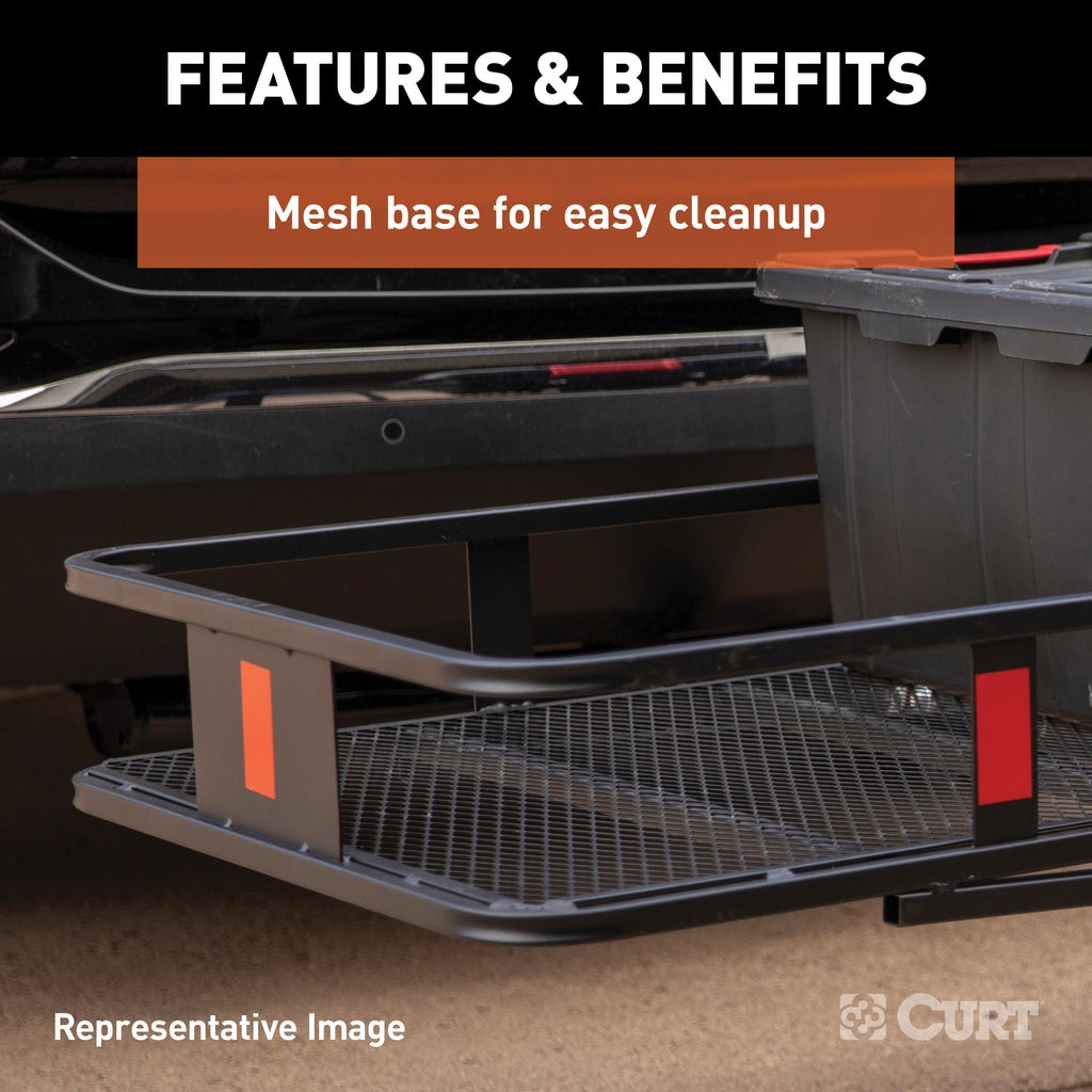 CURT 18152 60" x 24" Black Steel Basket Cargo Carrier (Fixed 2" Shank, 500 lbs.)