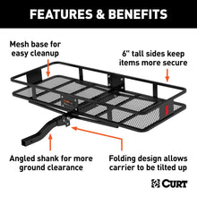 Load image into Gallery viewer, CURT 18153 60" x 24" Black Steel Basket Cargo Carrier (Folding 2" Shank, 500 lbs.)