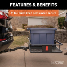 Load image into Gallery viewer, CURT 18153 60" x 24" Black Steel Basket Cargo Carrier (Folding 2" Shank, 500 lbs.)