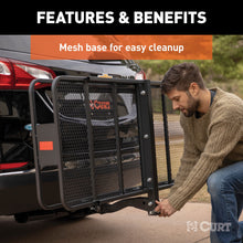 Load image into Gallery viewer, CURT 18153 60" x 24" Black Steel Basket Cargo Carrier (Folding 2" Shank, 500 lbs.)