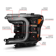Load image into Gallery viewer, 1820-F150-WHalogen-Full-Led-Projector-Headlight-WLight-Bar-Sequential-Signal-Black-Housing