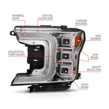 Load image into Gallery viewer, 1820-F150-WHalogen-Full-Led-Projector-Headlight-WLight-Bar-Sequential-Signal-Chrome-Housing