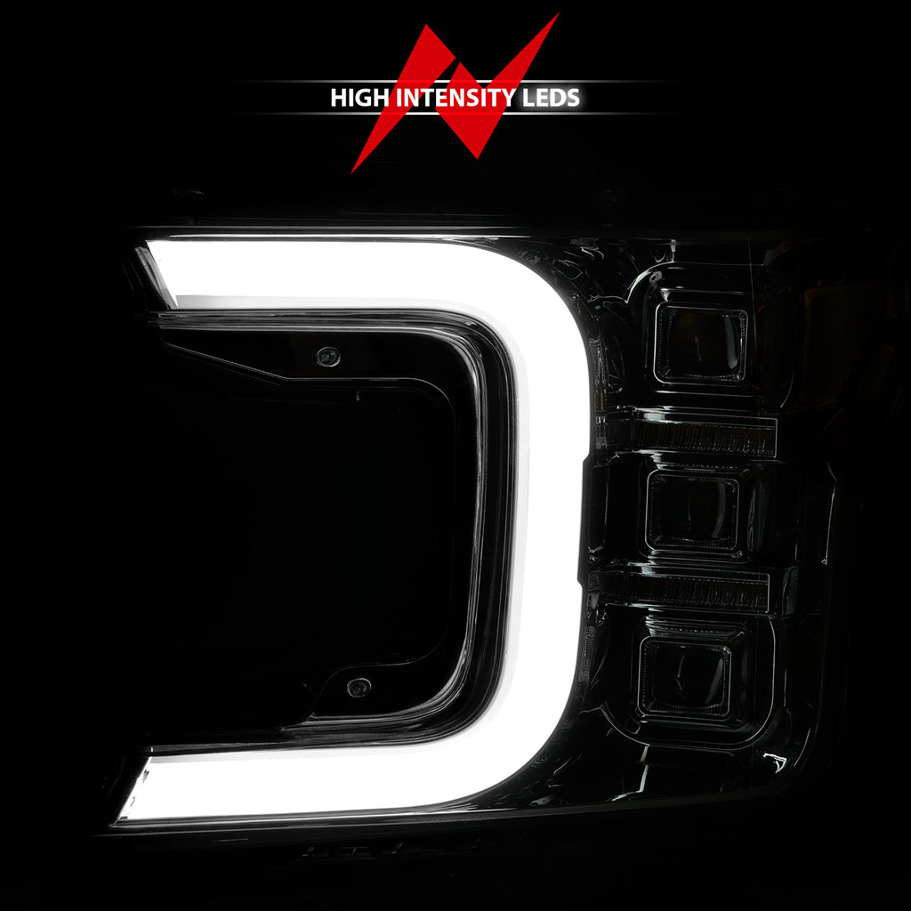 1820-F150-WHalogen-Full-Led-Projector-Headlight-WLight-Bar-Sequential-Signal-Chrome-Housing
