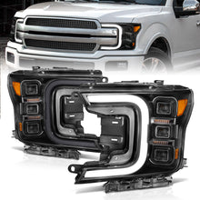 Load image into Gallery viewer, 1820-F150-WHalogen-Full-Led-Projector-Headlight-WSmoke-Bar-Sequential-Signal-Black-Housing