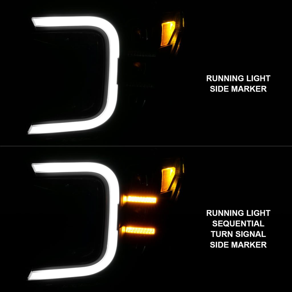 1820-F150-WHalogen-Full-Led-Projector-Headlight-WSmoke-Bar-Sequential-Signal-Black-Housing
