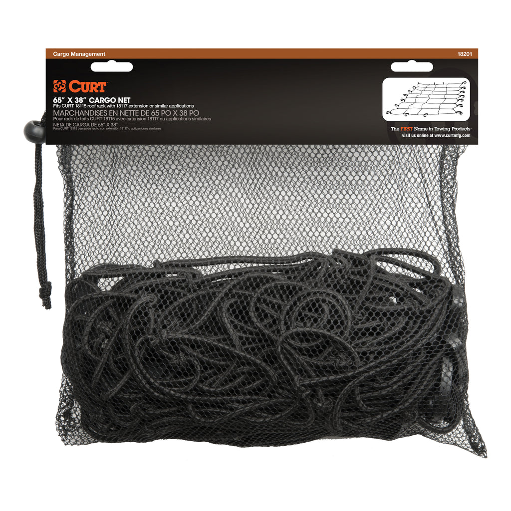 CURT 18201 65" x 38" Elastic Cargo Net for Extended Roof Basket