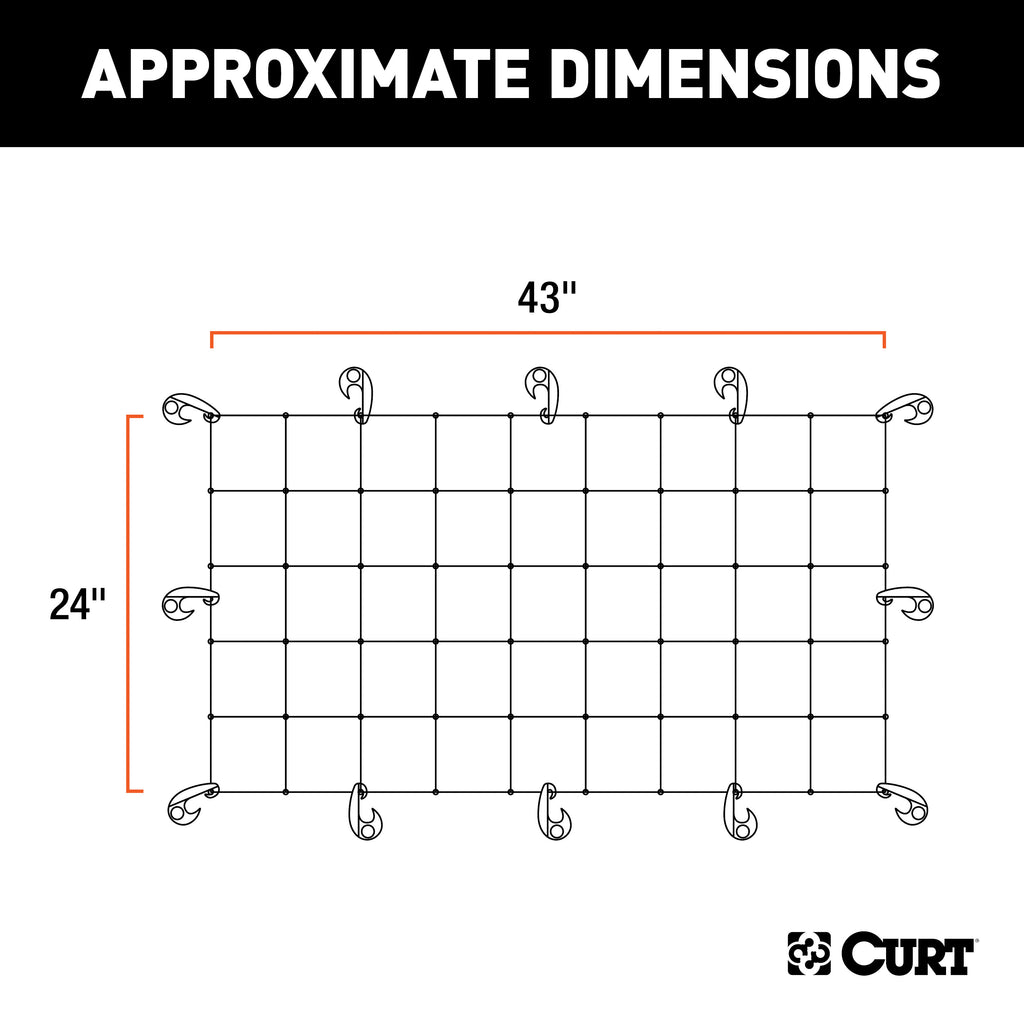 CURT 18202 43" x 24" Elastic Cargo Net for Hitch Carrier
