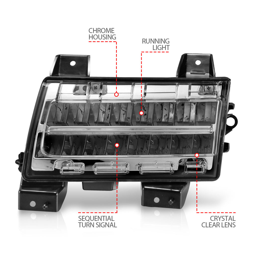 1821-Wrangler-Jl20Up-Gladiator-Led-Side-Markers-Chrome-Housing-Clear-Lens-WSequential-Signal