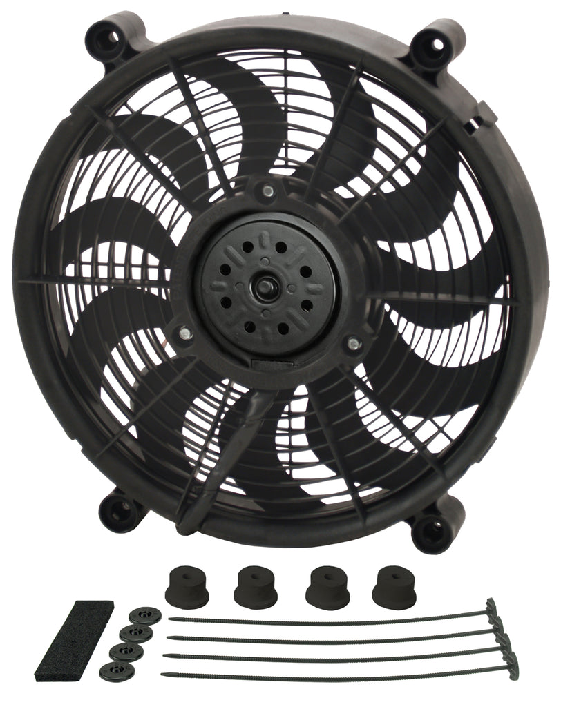 Derale 18214 14" High Output Single RAD Pusher/Puller Fan with Standard Mount Kit for Select Acura CL, Acura MDX, Acura RDX, Acura RL, Acura RLX, Acura TL, Acura TSX, Audi A4, Audi A5 Quattro, Audi A6, Audi A7 Quattro, Audi Q7, BMW X5, Buick Allure,