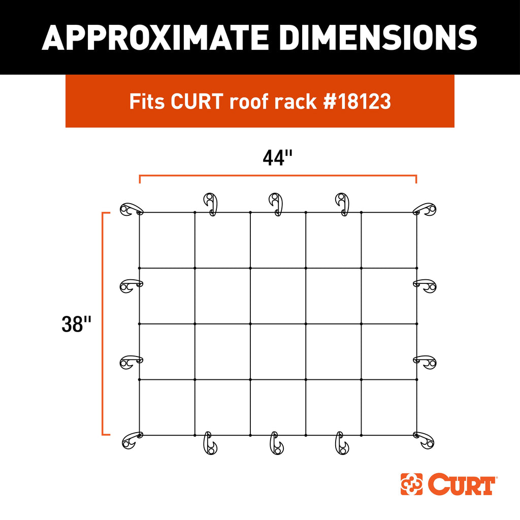 CURT 18218 44" x 36" Elastic Cargo Net for Roof Basket