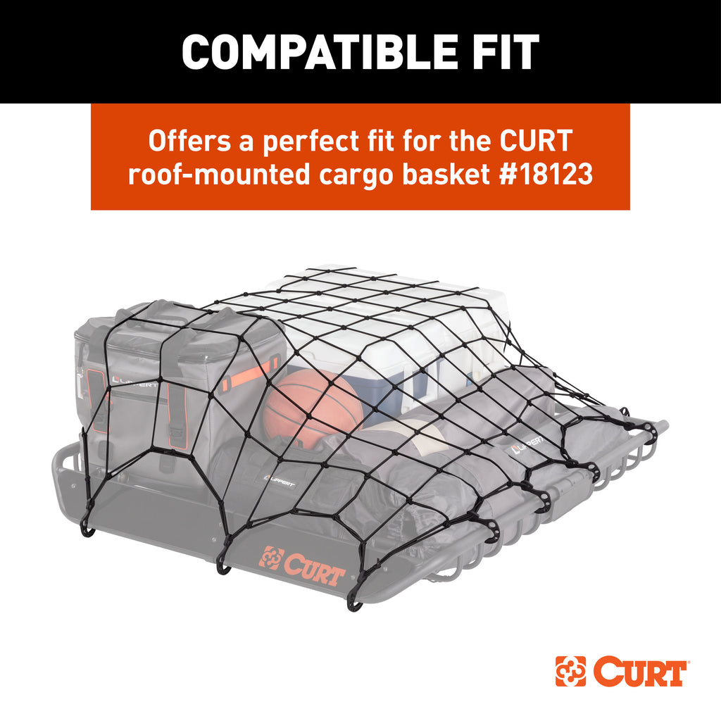 CURT 18218 44" x 36" Elastic Cargo Net for Roof Basket